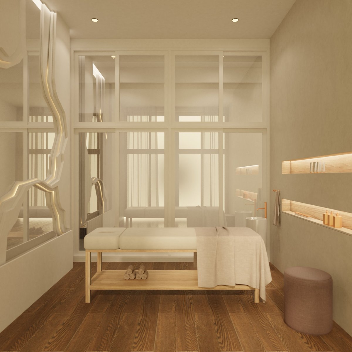 Espacio de spa minimalista para limpieza profunda